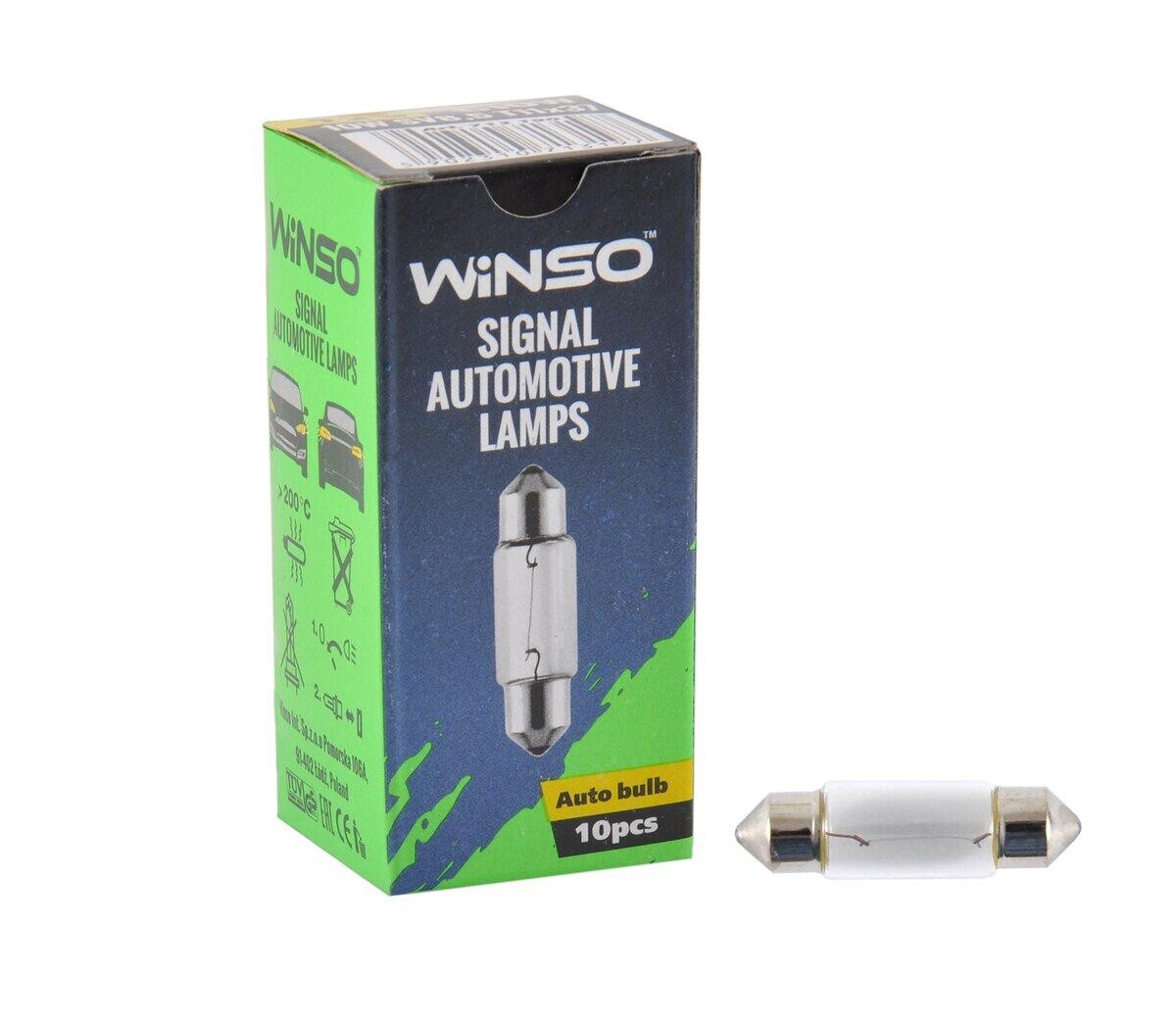 Лампа розжарювання Winso 12V C10W 10W SV8.5 T11x37, 10шт.