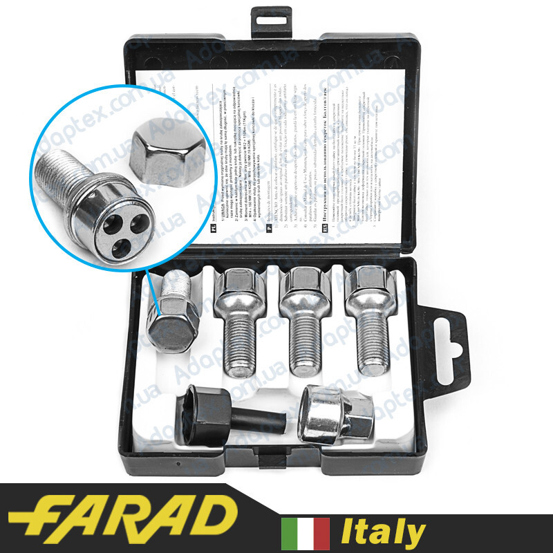 FARAD STIL BULL | Болти секретки М12x1.25x22мм Конус Кільце, що обертається (Alfa Romeo, Fiat, Lancia, Citroen, Peugeot, Volvo,