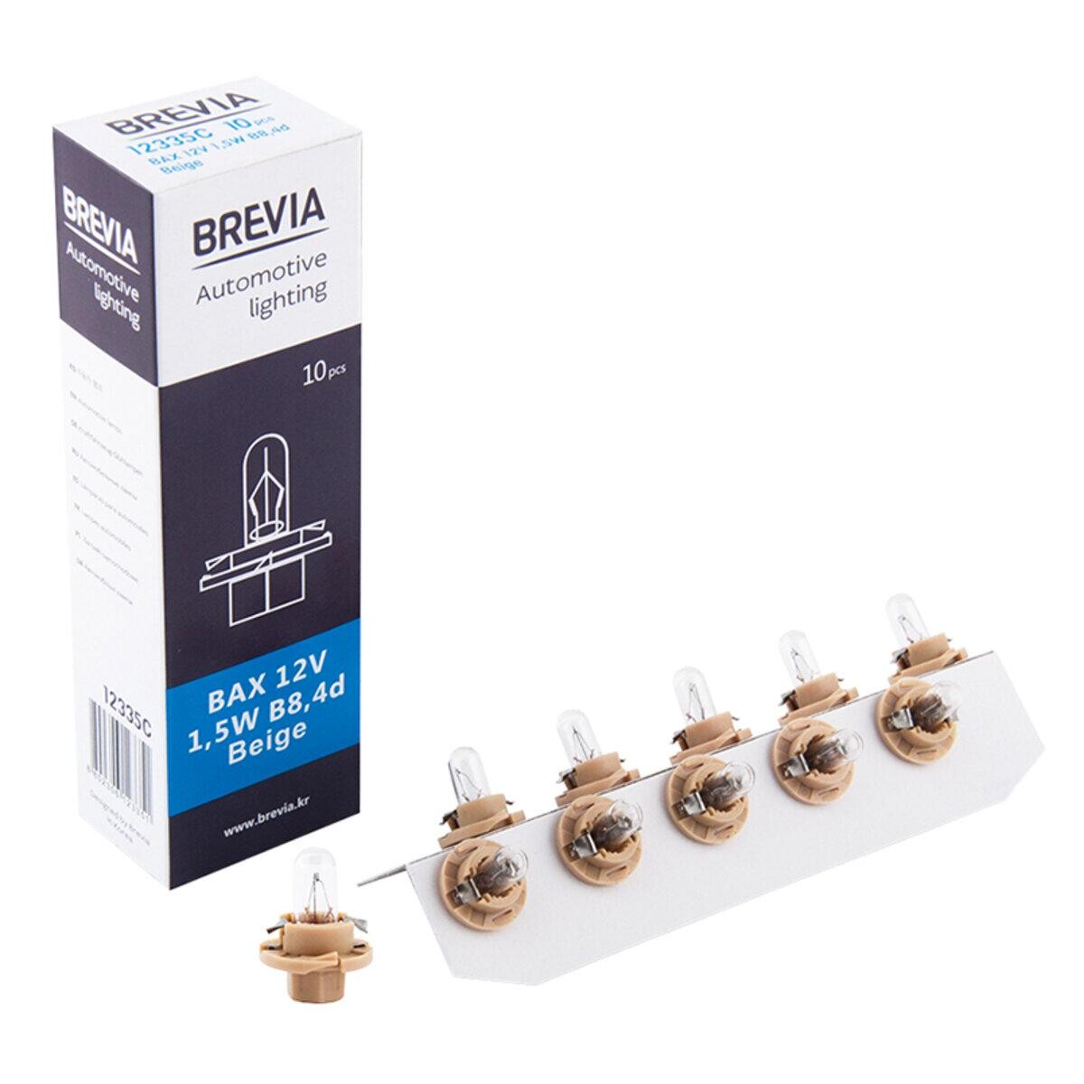 Лампа розжарювання Brevia BAX 12V 1,5W B8,4d Beige CP, 10шт.