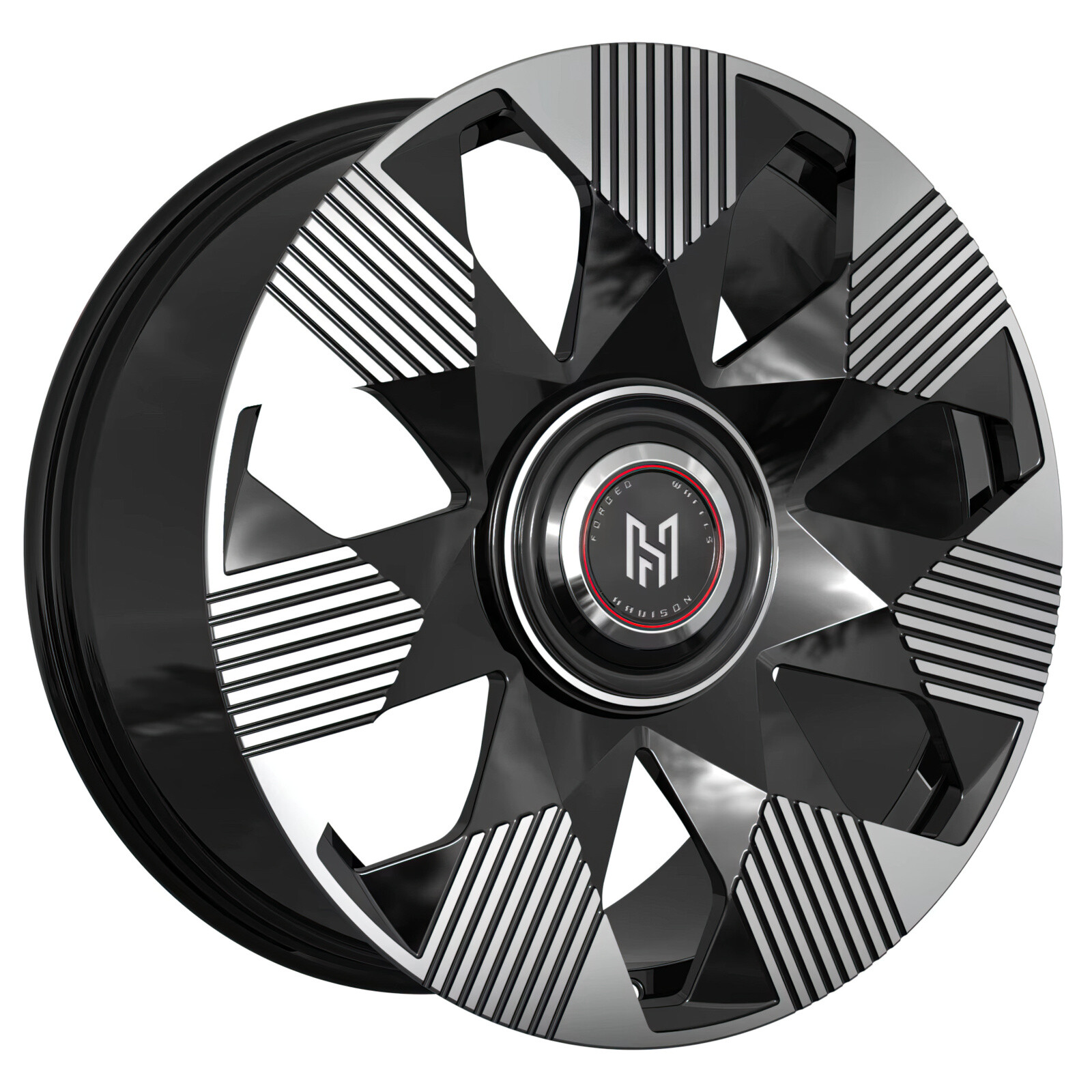 Ковані диски Replica Forged Rolls Royce (RR0001) R22 W9.5 PCD5x112 ET33 DIA66.6 (gloss black machined face)-зображення-1