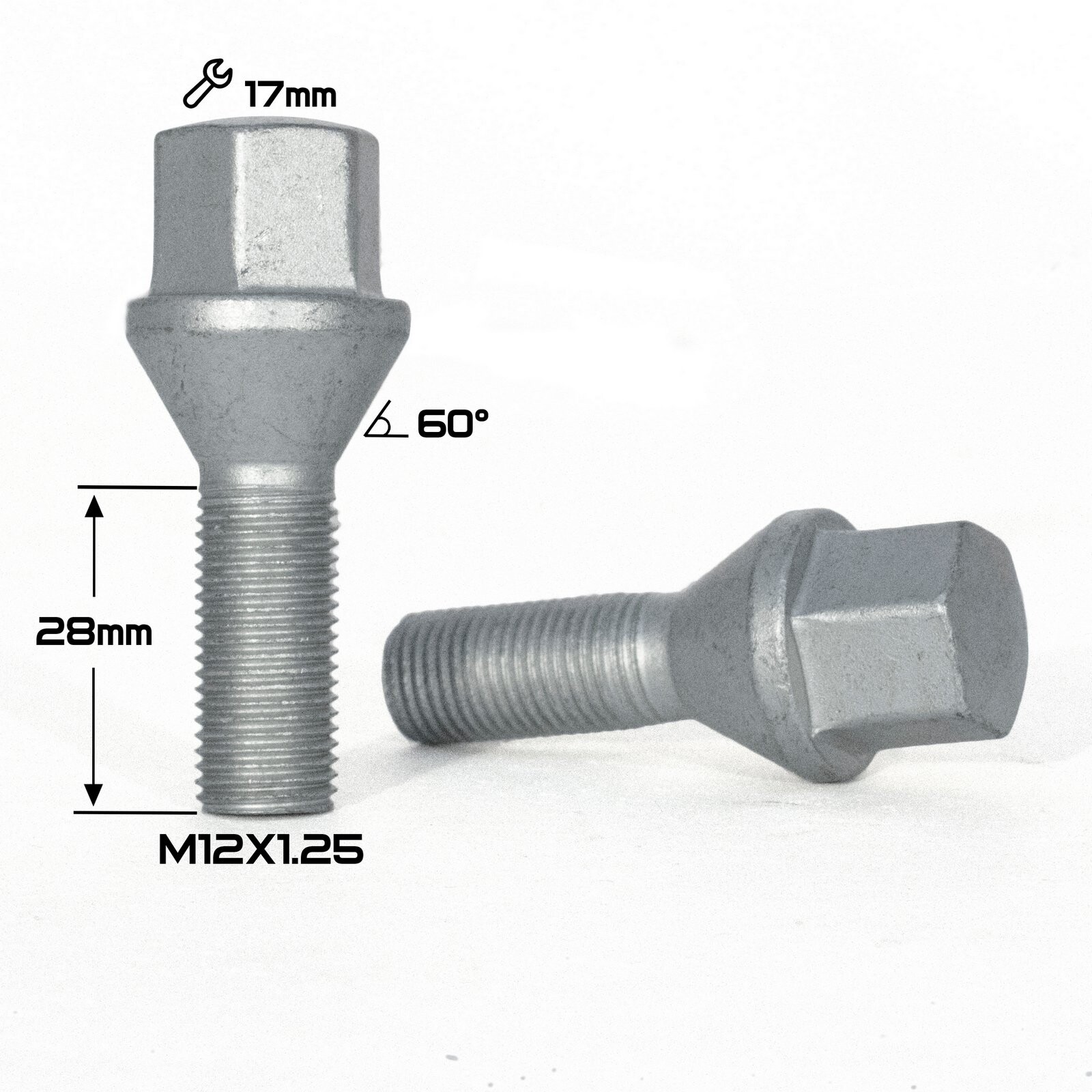 Колісні болти ZW Конус (M12x1.25x28 NEX17) B001 DACROMET