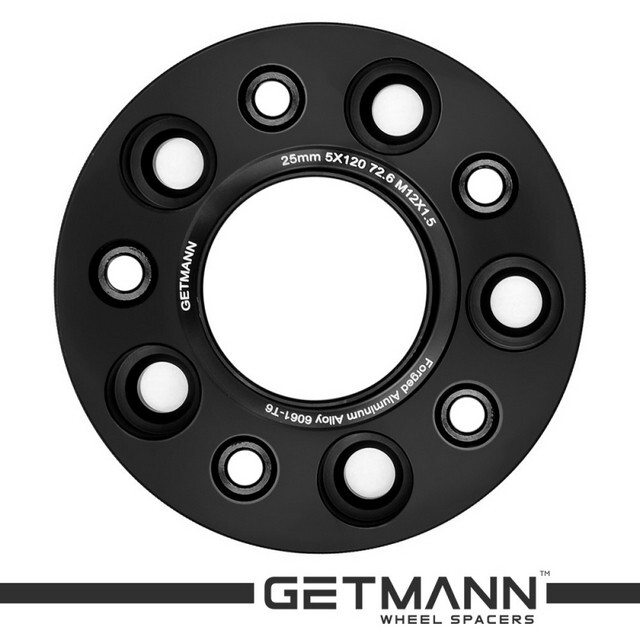 Автомобільне розширювальне кільце (Spacer) GETMANN H = 25 мм PCD5x120 DIA72.6, Футорки 12х1.5 Кована/Чорна