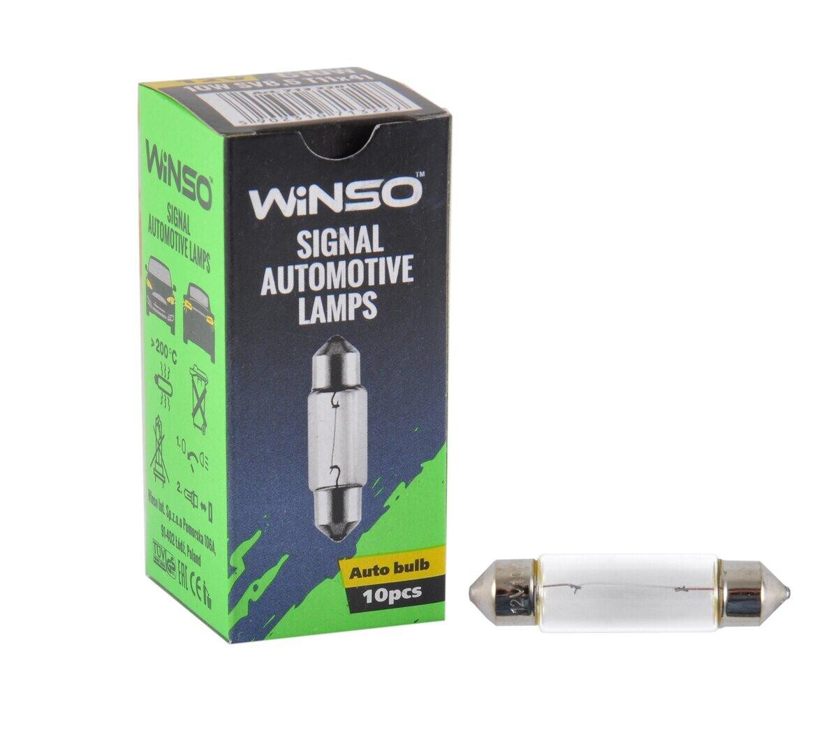Лампа розжарювання Winso 12V C10W 10W SV8.5 T11x41, 10шт.