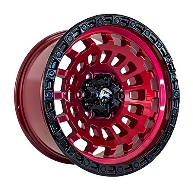 Литі диски Off Road Wheels OW1025 R17 W9 PCD6x139.7 ET-12 DIA110.5 (red black lip black rivets)