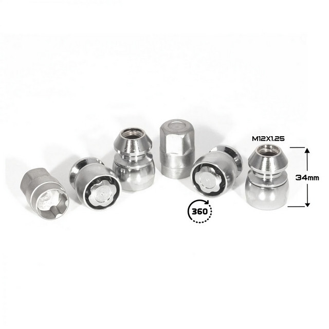 Комплект гайок (секретки) S&R (M12x1.25x34) (LN 0031) (4+2 Key) Plastic Pack