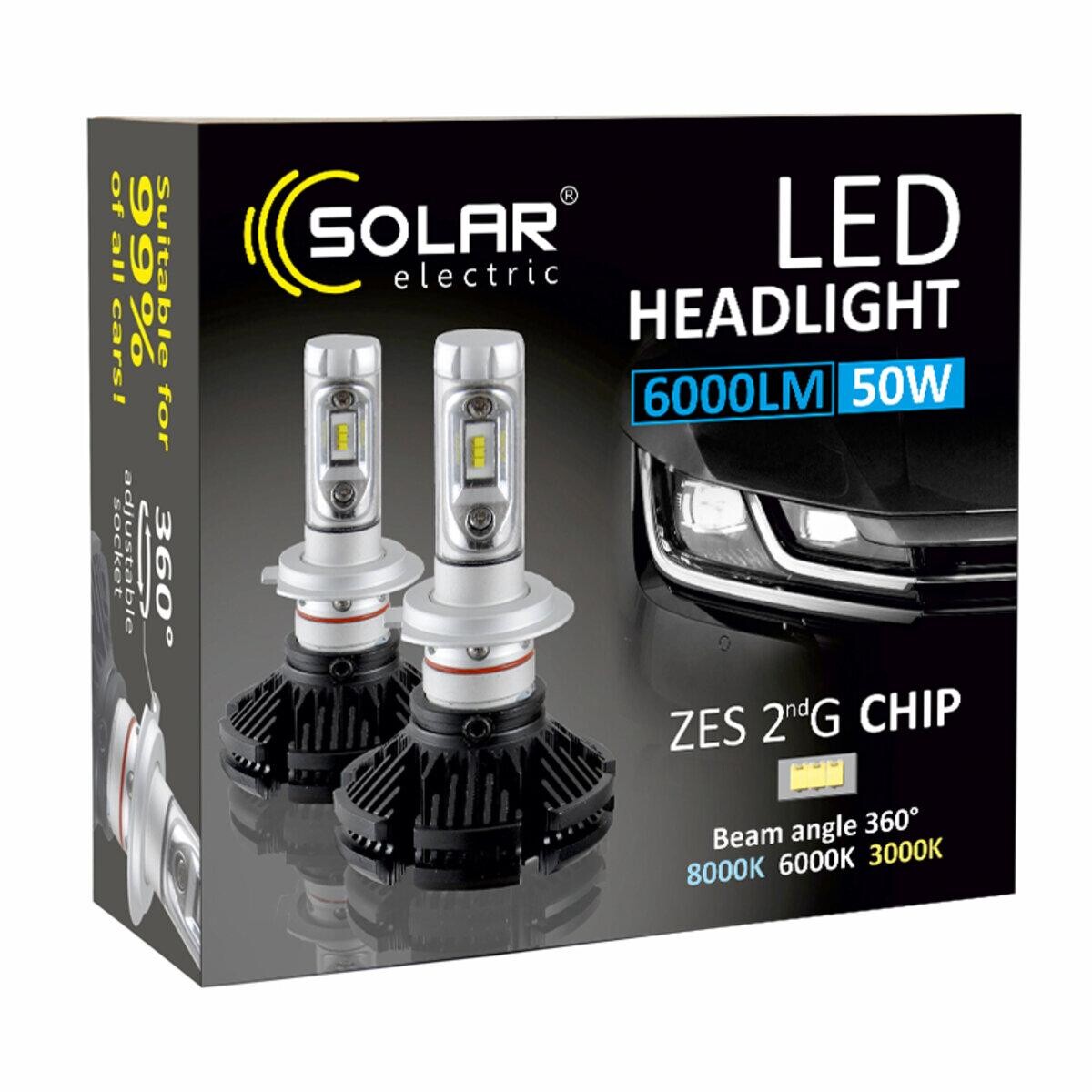 LED автолампа Solar H4 12/24V 6000Lm 50W ZES Chip-зображення-1