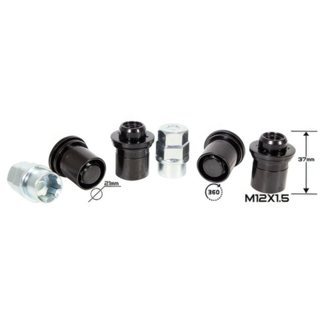 Комплект гайок (секретки) ZW Прешайба (M12x1.5x37) LN011 Black TOYOTA
