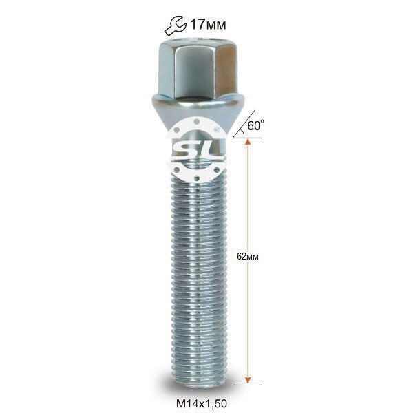 Колісні болти Starleks Конус (М14х1.5x62 NEX17) Цинк