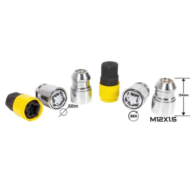 Комплект гайок (секретки) ZW Конус (M12x1.5x34) LN0031SLC36 Хром