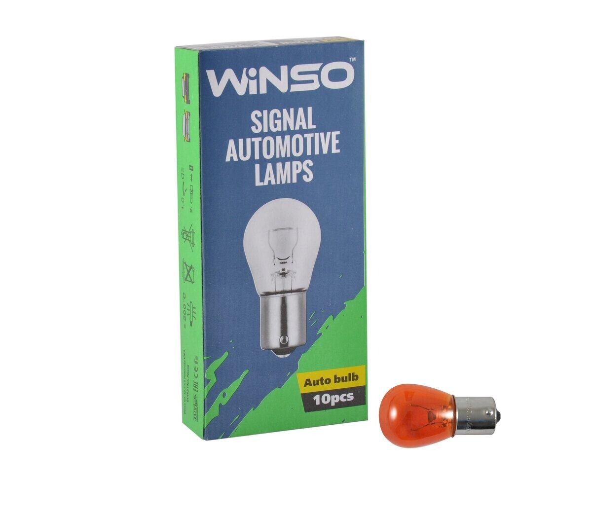 Лампа розжарювання Winso 12V PY21W 21W BAU15s Amber, 10шт.