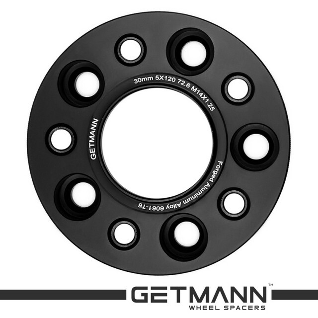 Автомобільне розширювальне кільце (Spacer) GETMANN H = 30 мм PCD5x120 DIA72.6, Футорки 14х1.25 Кована/Чорна