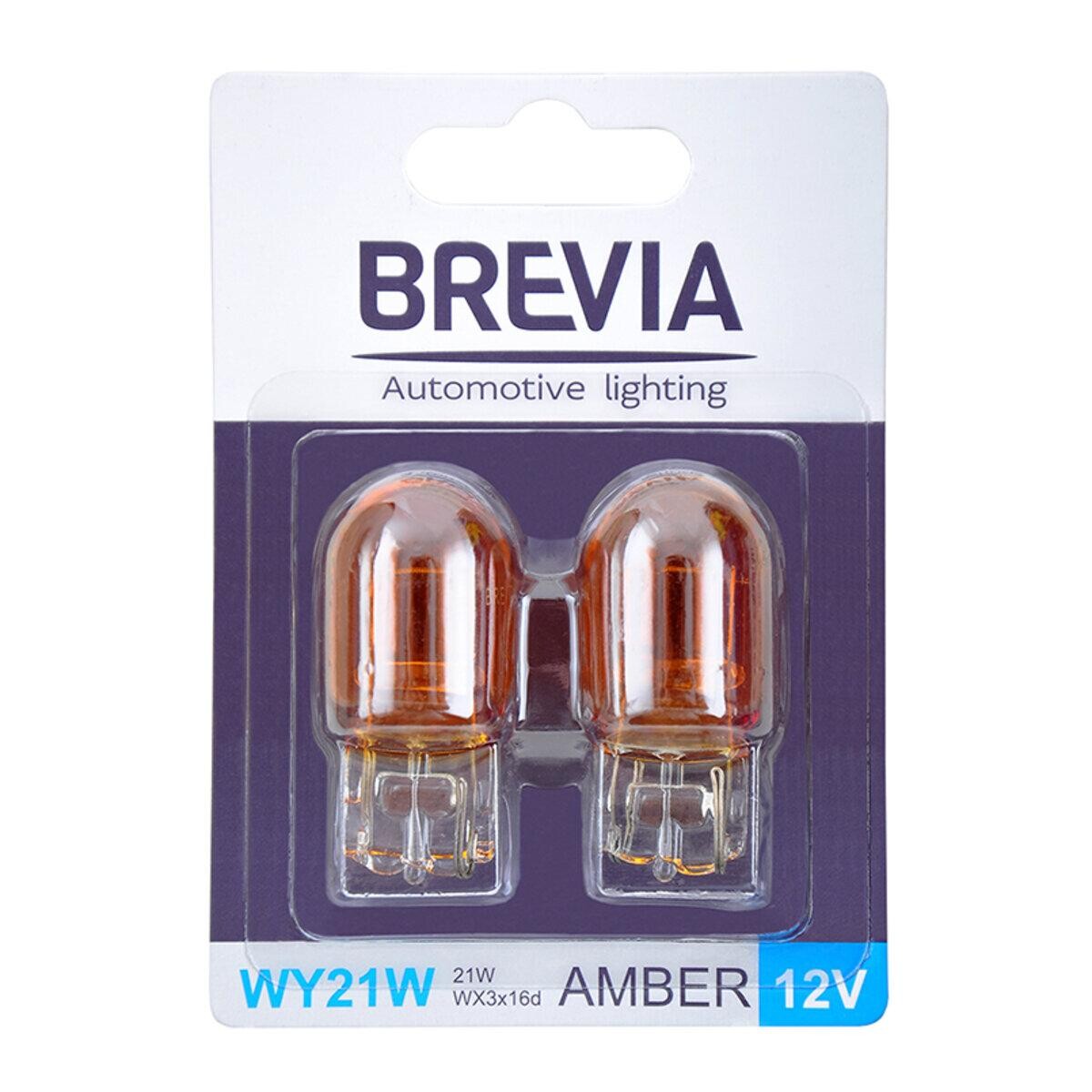 Лампа розжарювання Brevia WY21W 12V 21W WX3x16d AMBER B2, 2шт.-зображення-1