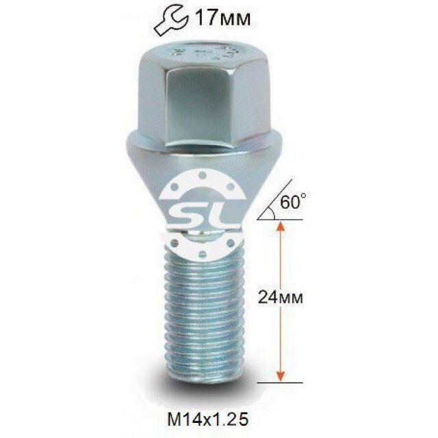 Колісні болти Конус (М14х1.25x27 NEX17) Цинк-зображення-1