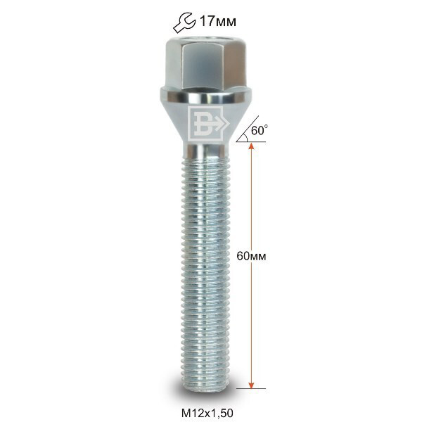 Колісні болти Vector Конус (M12x1.5x60 Nex 17) Цинк-зображення-1