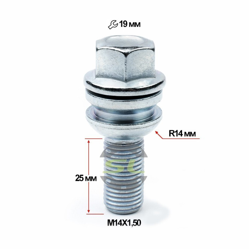 Колісні болти Starleks Сфера (М14х1.5x25 NEX19) R14/Цинк