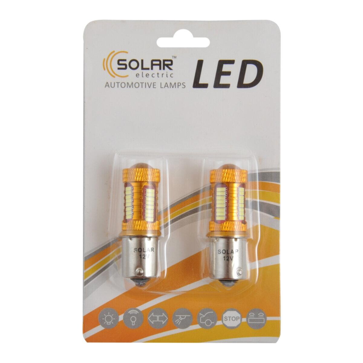 LED автолампа Solar 12V S25 BA15s 38SMD 4014 140lm white, 2шт-зображення-1