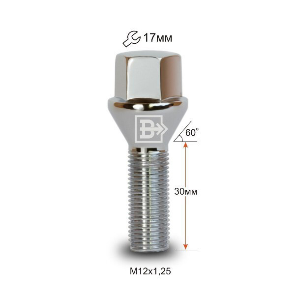 Колісні болти Vector Конус (M12x1.25x30 Nex 17) Хром