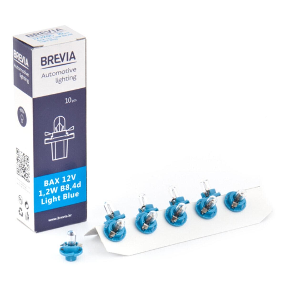 Лампа розжарювання Brevia BAX 12V 1.2W B8.4d Light Blue CP, 10шт.