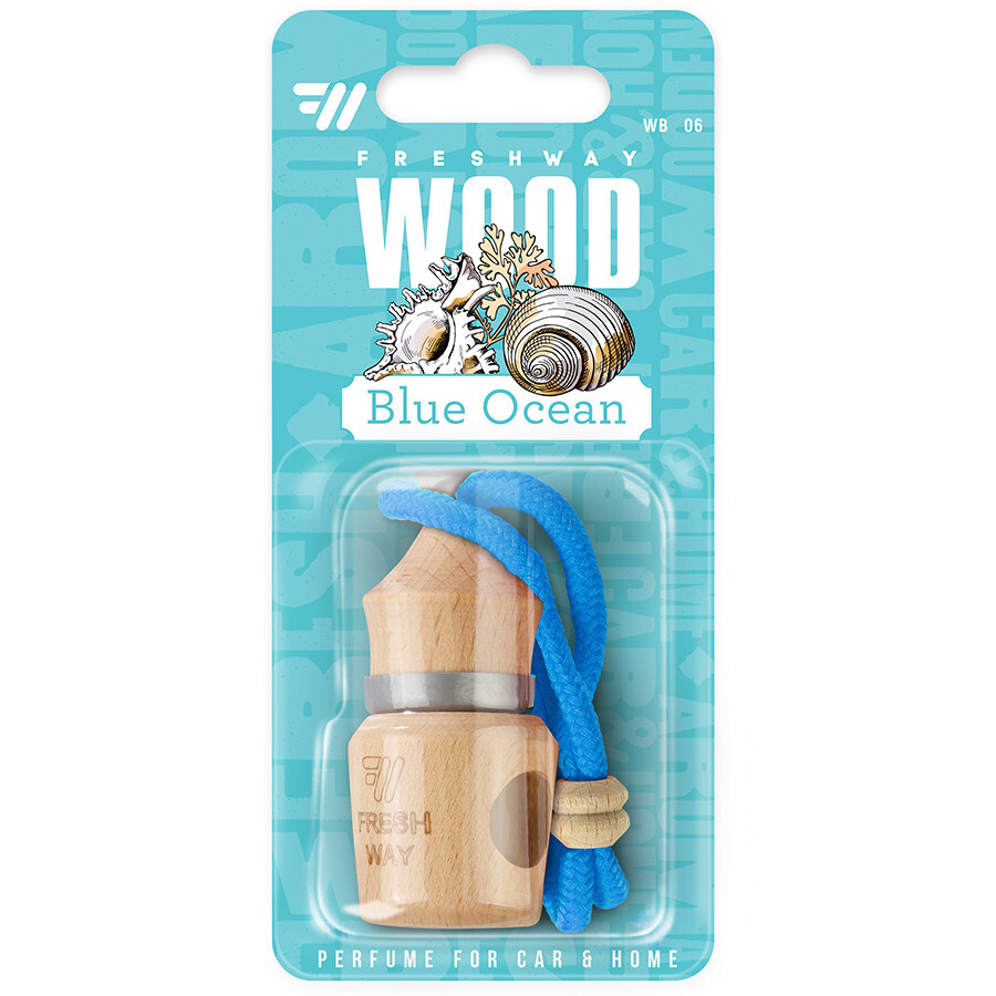 Ароматизатор корковий на дзеркало Fresh Wood Way Blister Blue Ocean (Океан) 5ml