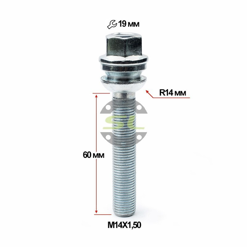 Колісні болти Starleks Сфера (М14х1.5x60 NEX19) R14/Цинк-зображення-1