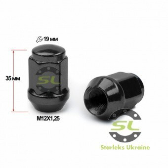 Колісні гайки Starleks Конус (M12x1.25x35 NEX19) Чорний/Хром