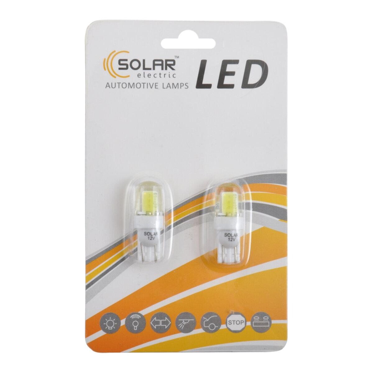 LED автолампа Solar 12V T10 W2.1x9.5d COB 70lm white, 2шт-зображення-1