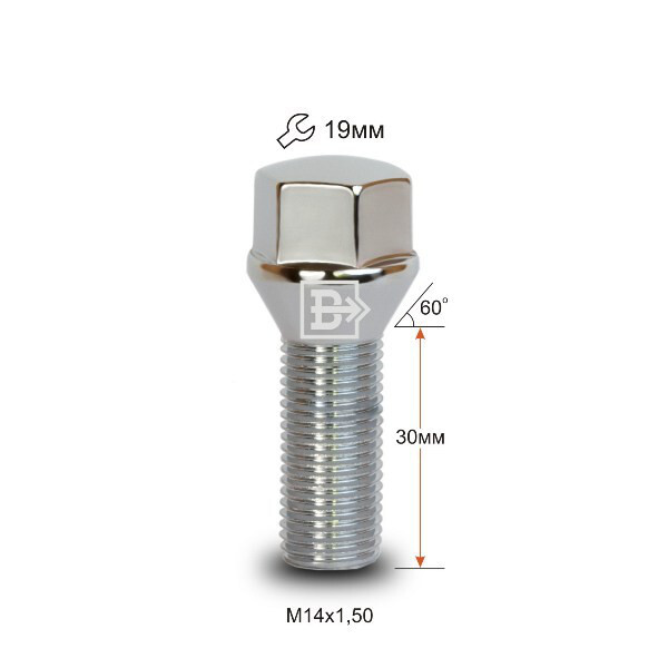Колісні болти Vector Конус (M14x1.5x30 Nex 19) Хром