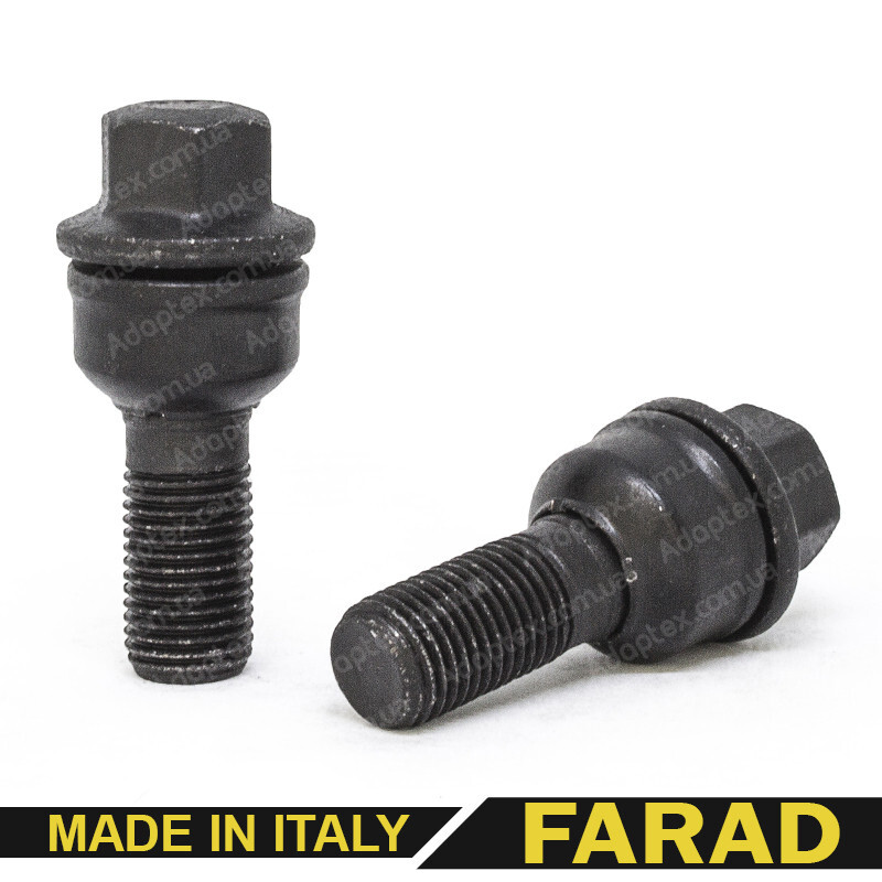 FARAD | Болт М14*1,5*50 мм Сфера R14 Цинк ключ 17 Чорний