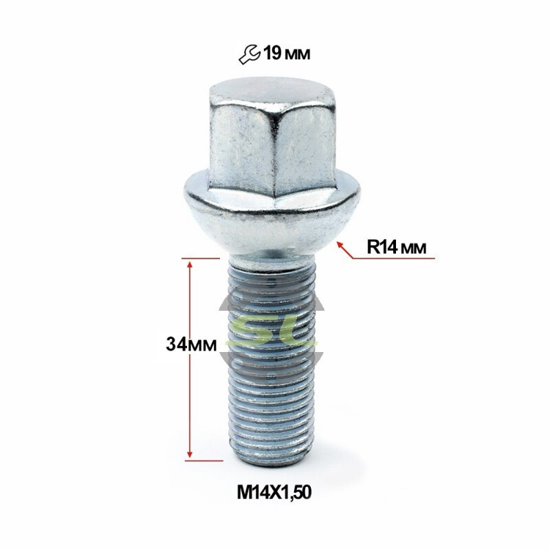 Колісні болти Starleks Сфера (М14х1.5x34 NEX19) R14/Цинк