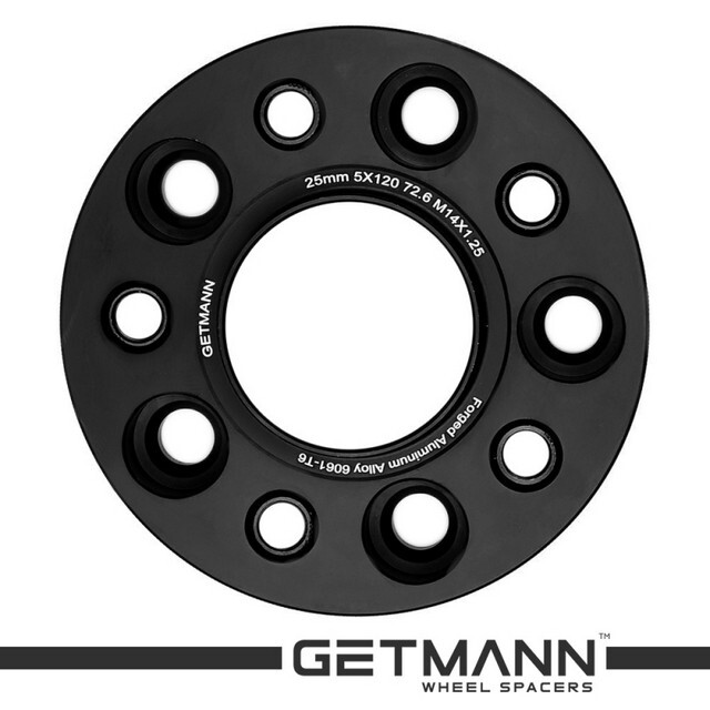 Автомобільне розширювальне кільце (Spacer) GETMANN H = 25 мм PCD5x120 DIA72.6, Футорки 14х1.25 Кована/Чорна