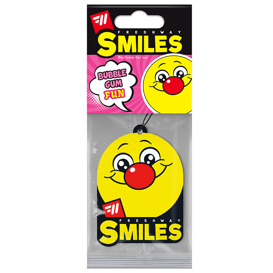 Ароматизатор сухий листочок FreshWay Smiles Dry Bubble Gum (Живальна Гумка)-зображення-1