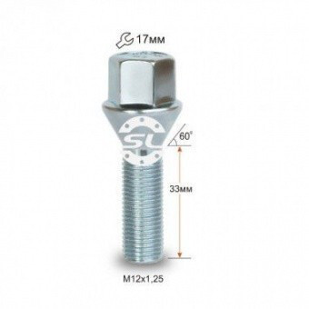 Колісні болти Starleks Конус (М12х1.25x33 NEX17) Цинк
