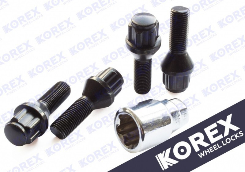 Комплект болтів (секретки) Korex Конус (М12х1.25х28) Чорні/Блістер