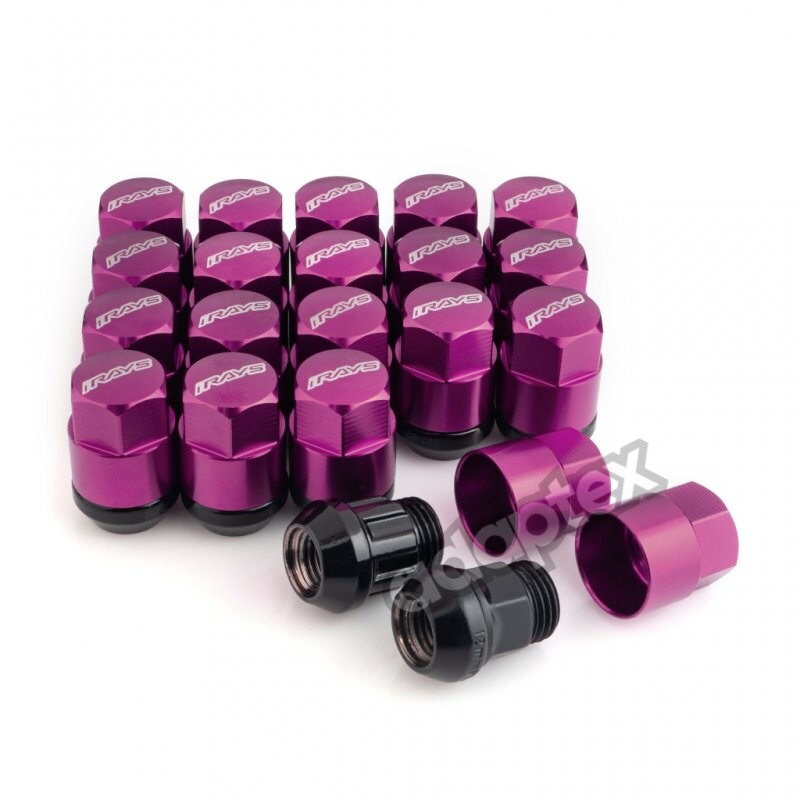Набір Гайок IRAYS M12*1,5*35mm Конус Ключ 17-19 (16+4 секретки) + алюміній ковпак + 3 ключі (Фіолет)-зображення-2