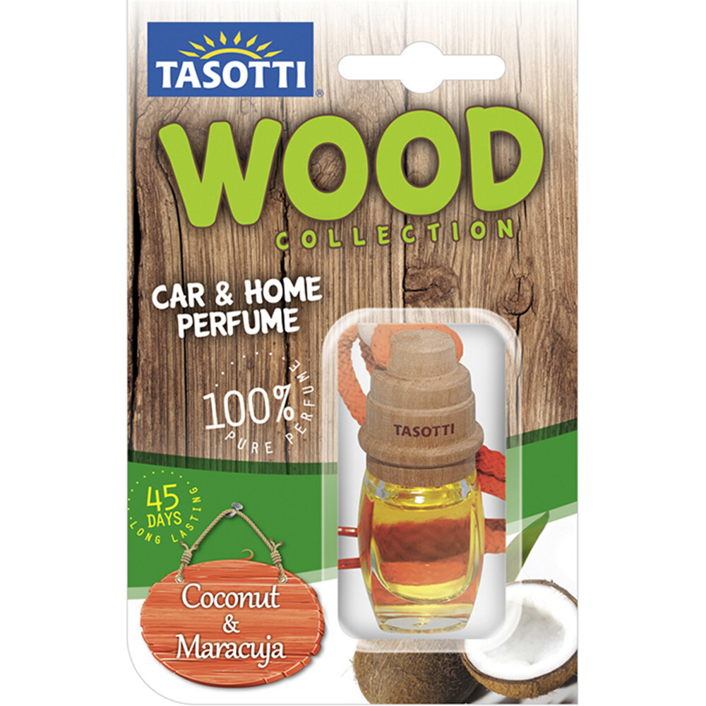 Ароматизатор корковий на дзеркало Tasotti Coconut Wood and Maracuja (Кокос і Маракуйя) 7ml