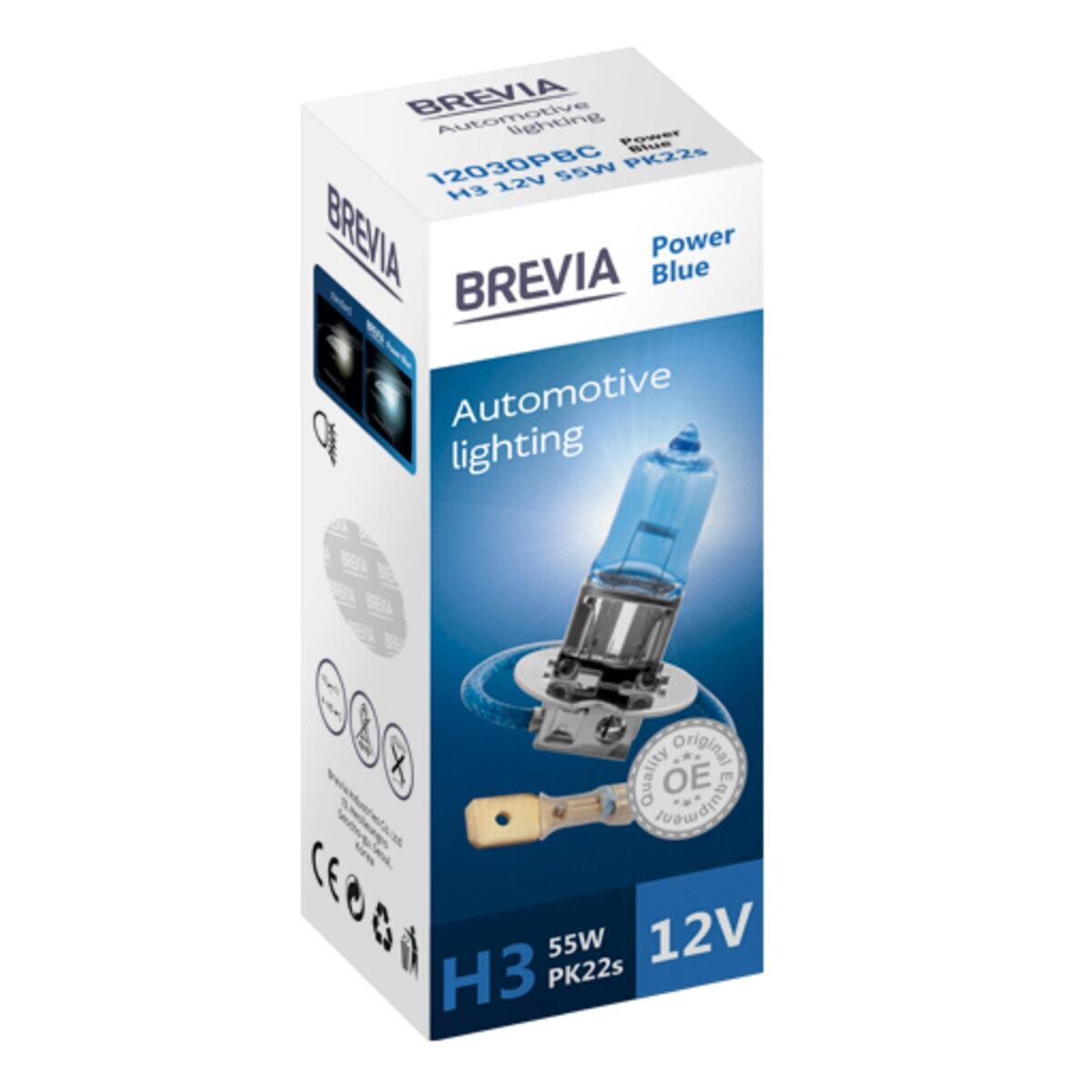 Галогенова лампа Brevia H3 12V 55W PK22s Power Blue CP-зображення-1