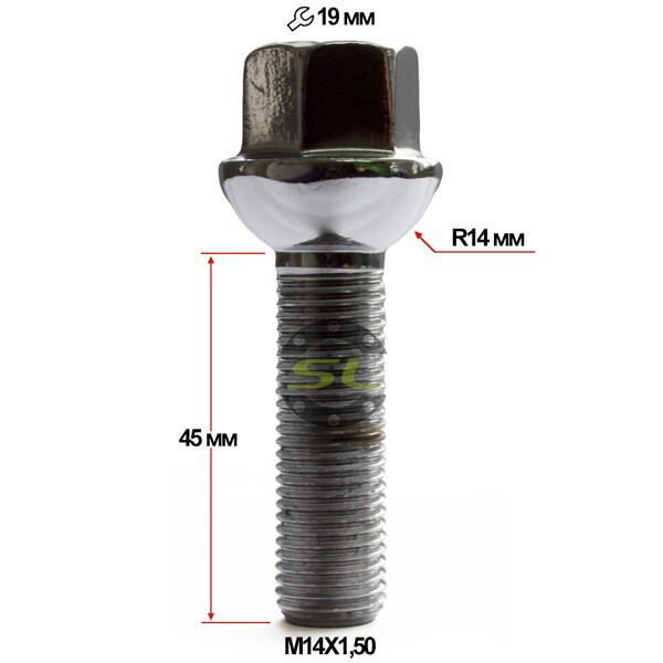 Колісні болти Starleks Сфера (М14х1.5x45 NEX19) R14/Хром