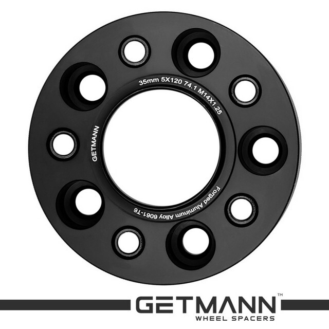 Автомобільне розширювальне кільце (Spacer) GETMANN H = 35 мм PCD5x120 DIA74.1, Футорки 14х1.25 Кована/Чорна-зображення-1