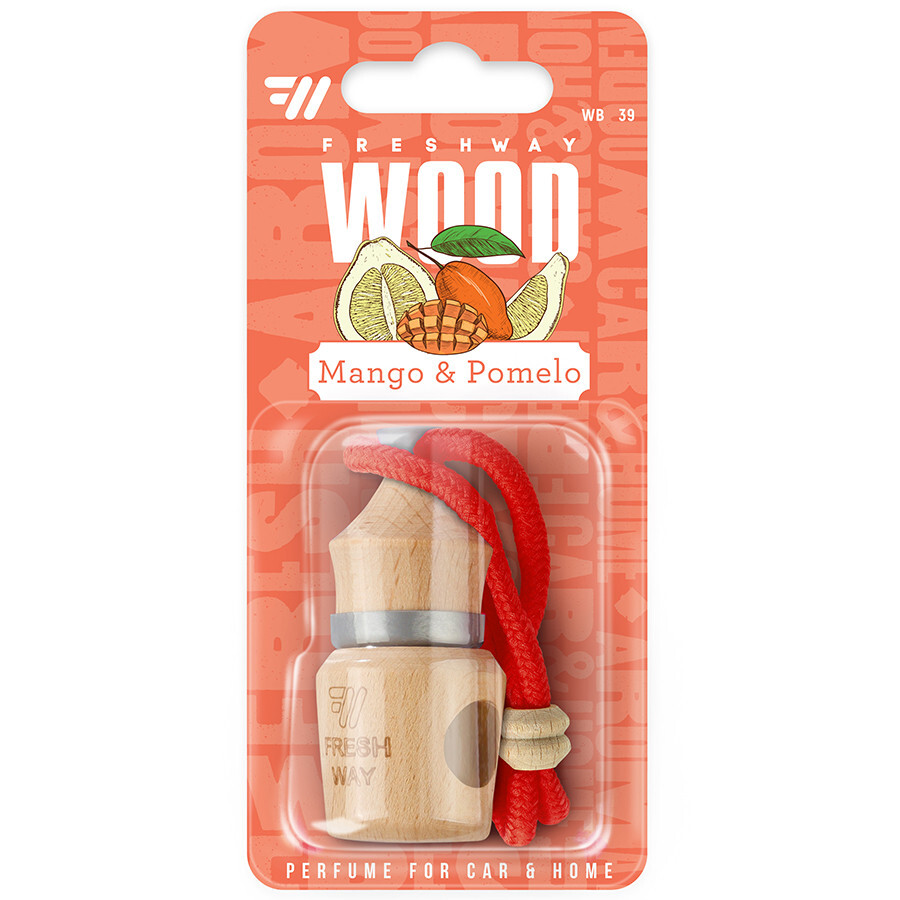 Ароматизатор корковий на дзеркало Fresh Wood Way Blister Mango and Pomelo (Манго і Помело) 5ml