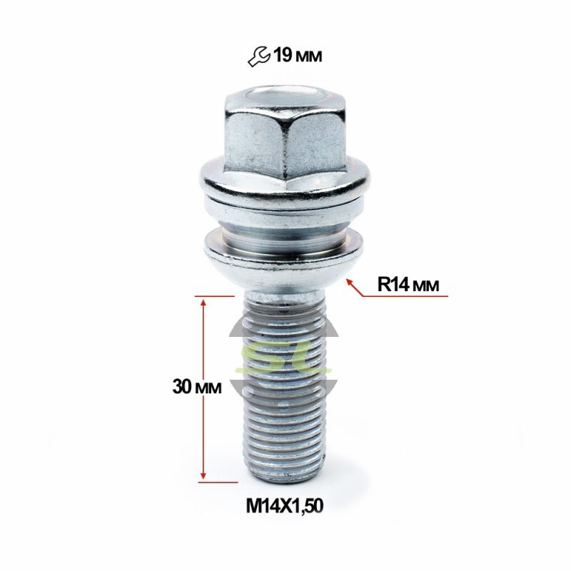 Колісні болти Starleks Сфера (М14х1.5x30 NEX19) R14/Цинк-зображення-1