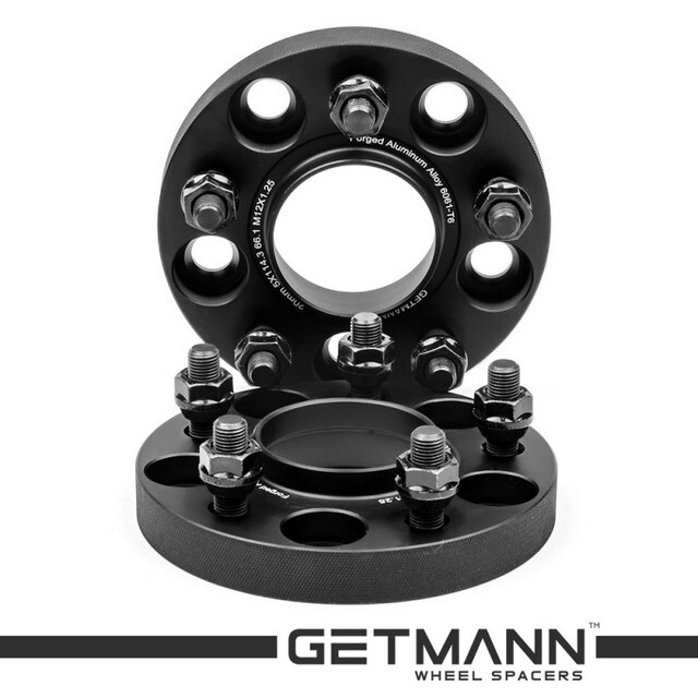 Автомобільне розширювальне кільце (Spacer) GETMANN H = 20 мм PCD5x114.3 DIA66.1, Шпильки М12х1.25 Кована/Чорна-зображення-1