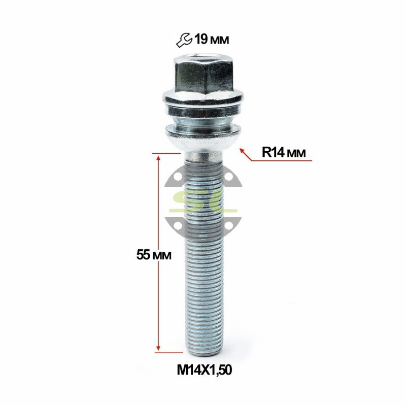 Колісні болти Starleks Сфера (М14х1.5x55 NEX19) R14/Цинк-зображення-1