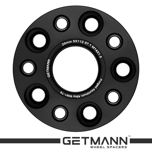 Автомобільне розширювальне кільце (Spacer) GETMANN H = 25 мм PCD5x112 DIA57.1, Футорки 14х1.5 Кована/Чорна