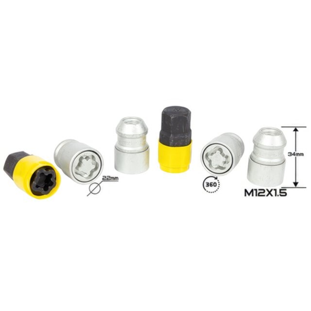 Комплект гайок (секретки) ZW Конус (M12x1.5x34) LN0031SLC36 DACROMET