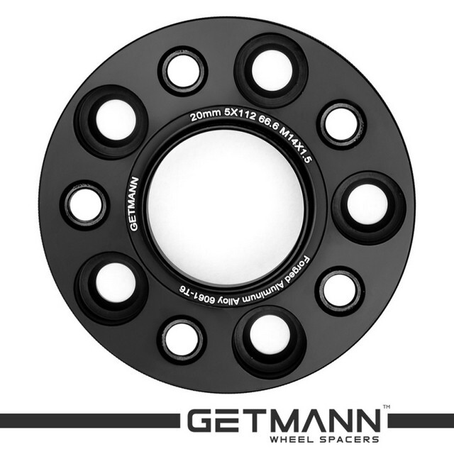 Автомобільне розширювальне кільце (Spacer) GETMANN H = 20 мм PCD5x112 DIA66.6, Футорки 14х1.5 Кована/Чорна-зображення-1