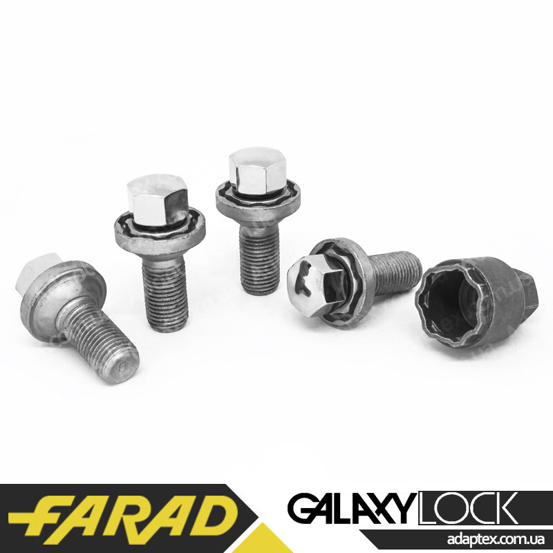 FARAD GALAXYLOCK | Болти секретні М15х1.25х44 Сфера R14 Чорні Рухоме кільце Два ключі 17 Чорні