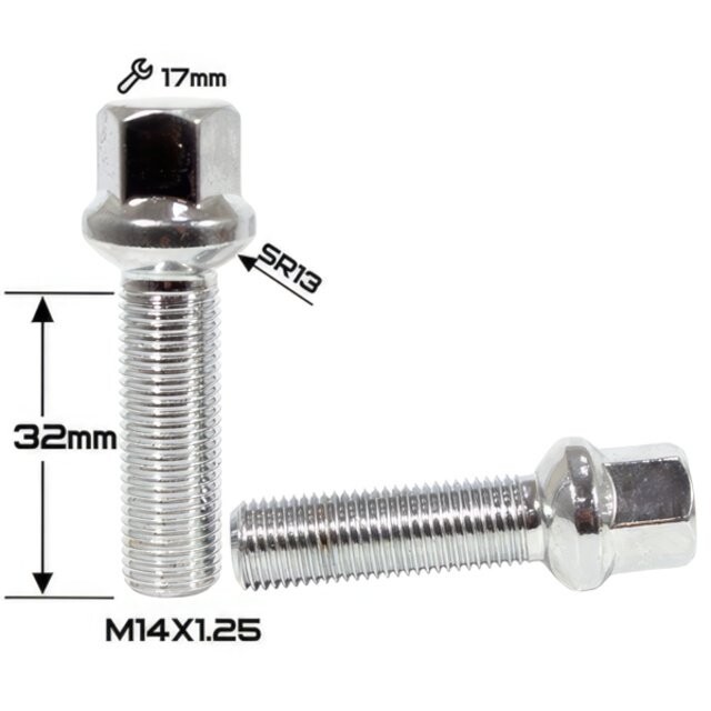 Колісні болти ZW Сфера (M14x1.25x32/55 NEX17) B003 Хром Колісні болти ZW Сфера (M14x1.25x32/55 NEX17) B003 Хром