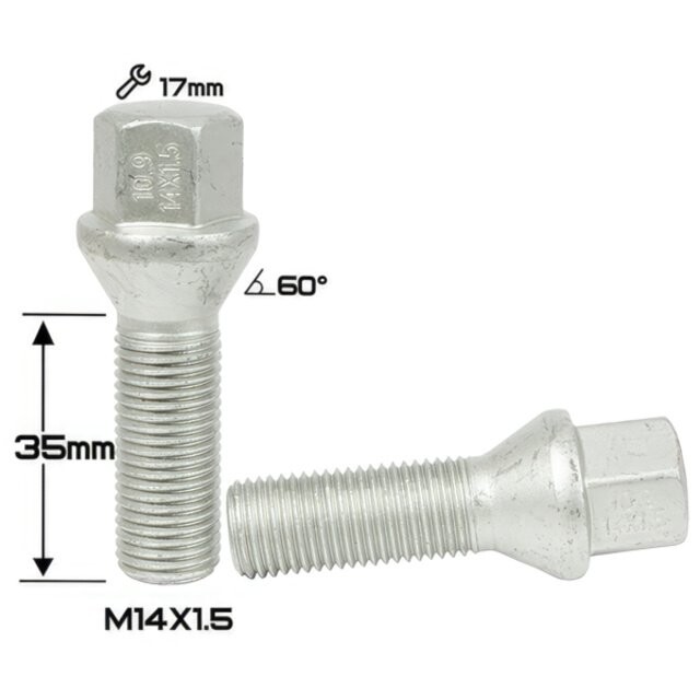 Колісні болти ZW Конус (M14x1.5x35 NEX17) B001 DACROMET Колісні болти ZW Конус (M14x1.5x35 NEX17) B001 DACROMET