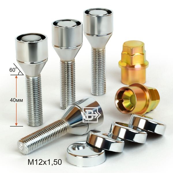 Комплект болтів (секретки) Vector Конус (M12x1,25x42) Хром Комплект болтів (секретки) Vector Конус (M12x1,25x42) Хром