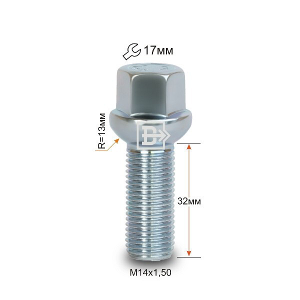 Колісні болти Vector Сфера (M14x1.5x32 Nex 17) Цинк-зображення-1